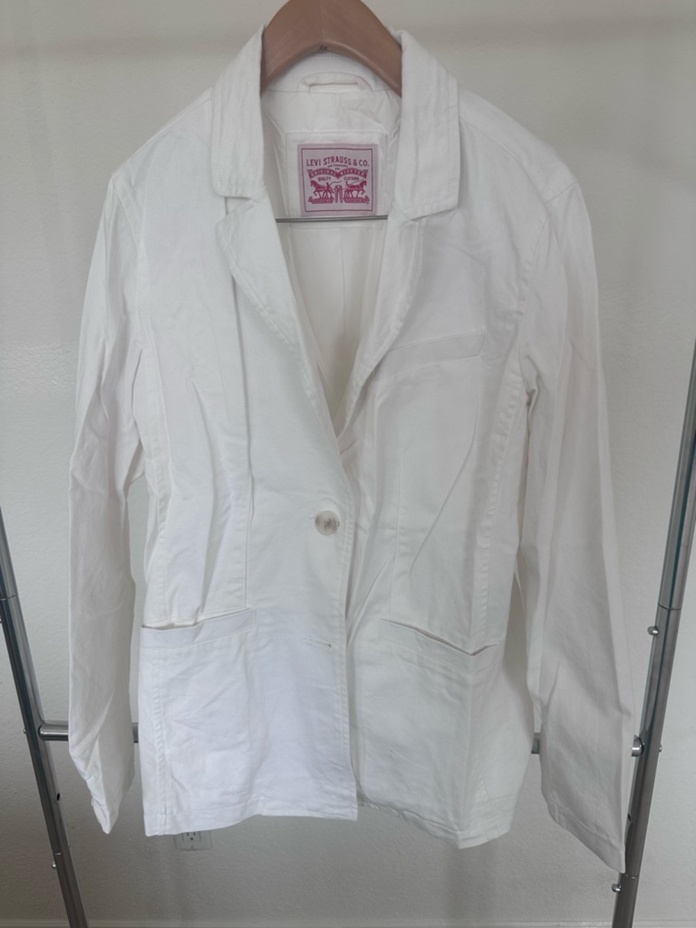 Levi's White Single-Button Cotton Blazer
